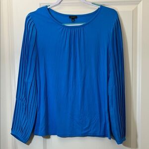 Talbots Vibrant Blue Pleated Sleeve Blouse